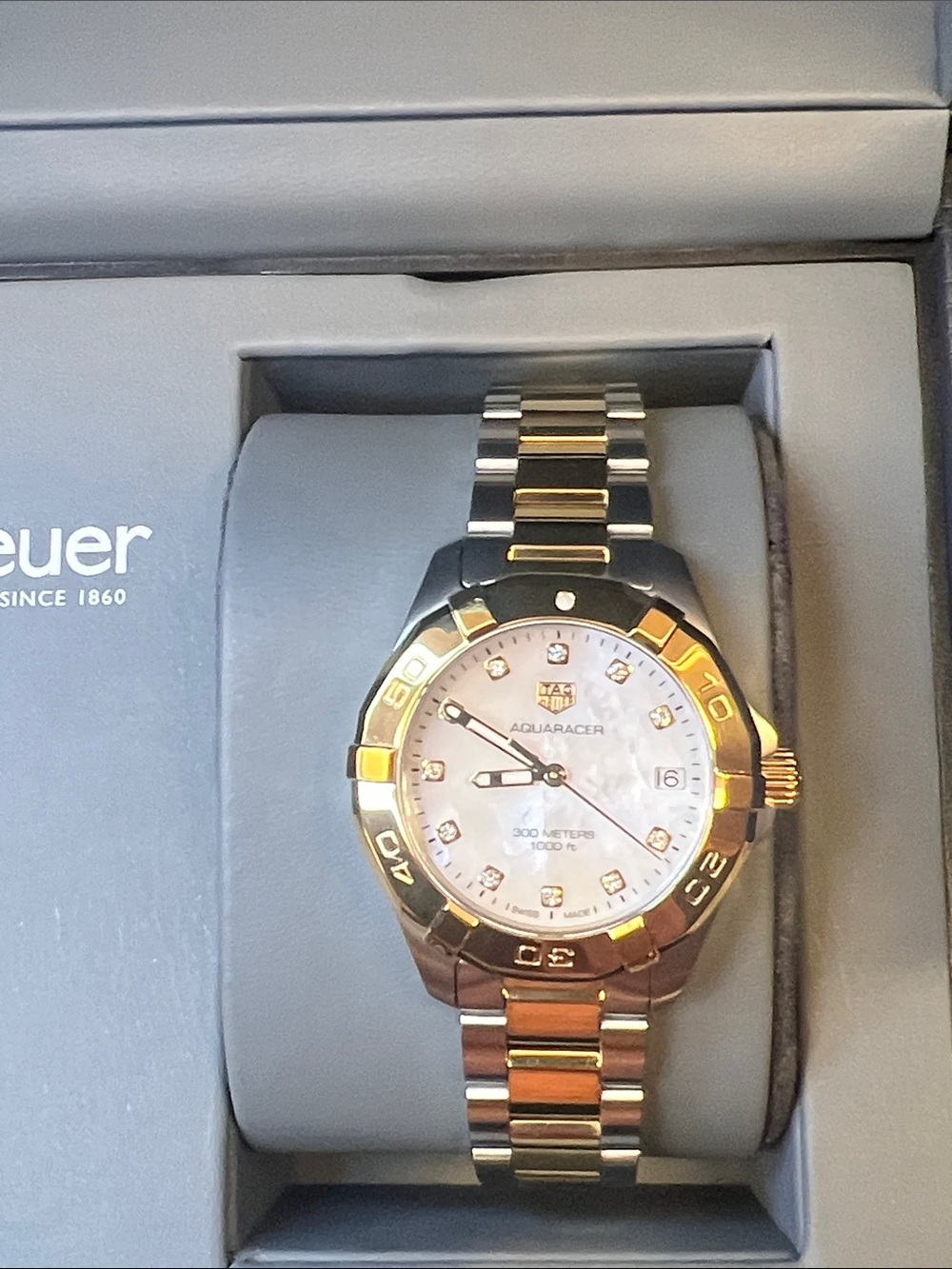 Tag Heuer Ladies Aquaracer SS and Gold w/Diamond markers - WBD1322.BB0320